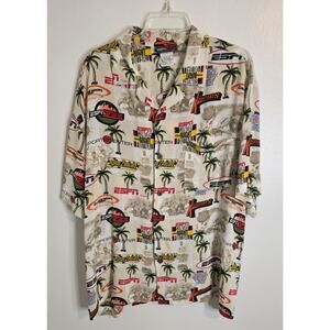 ESPN Zone Sports Center Short Sleeve Button Up Hawaiian Shirt Men's XL Sports